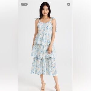 En Saison Claire Tiered Eyelet Midi Dress